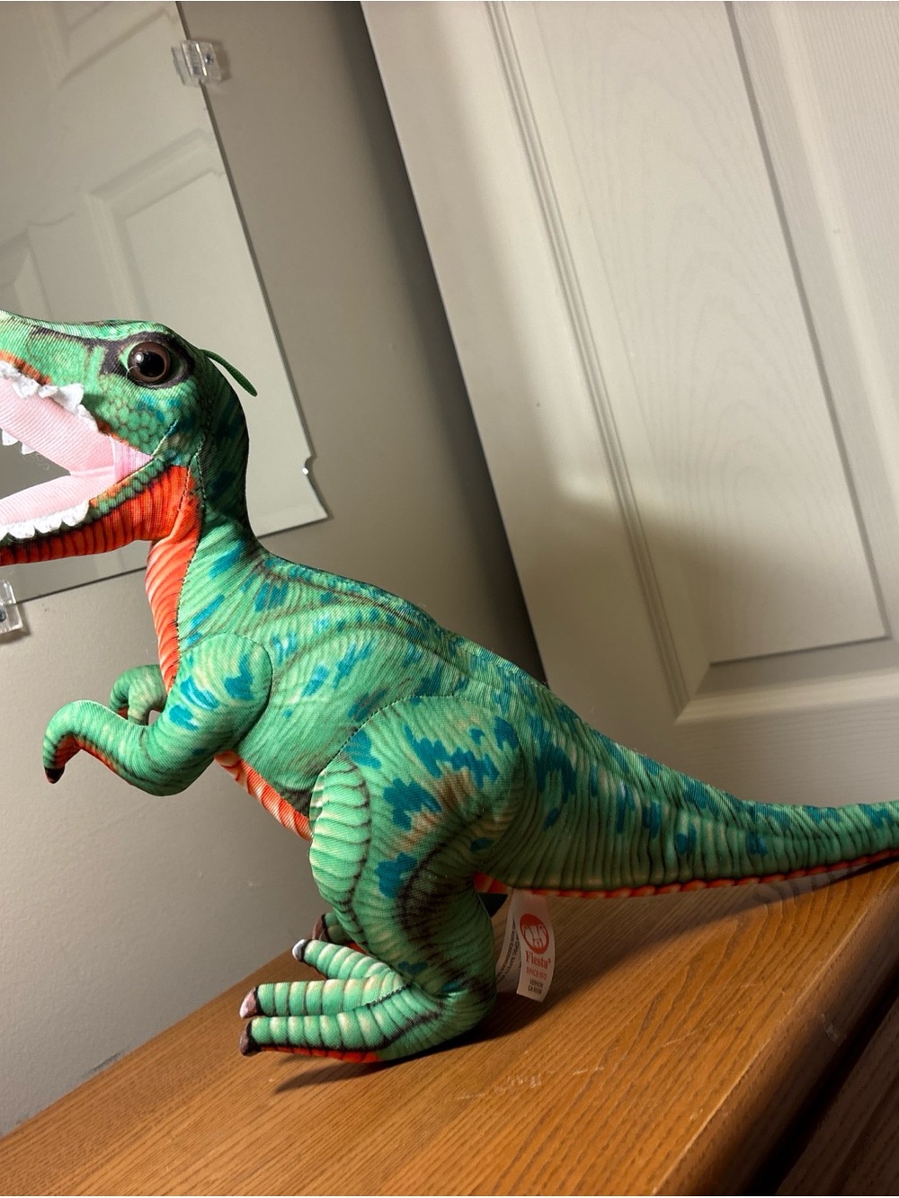 Fiesta Green and Orange Plush T-Rex Reptile Toy